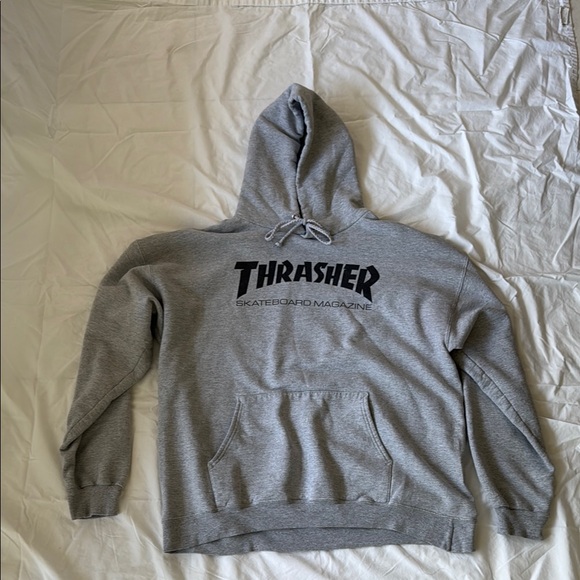 Thrasher Other - Thrasher Gray Sweater with Ribbed Cuffs and Hood